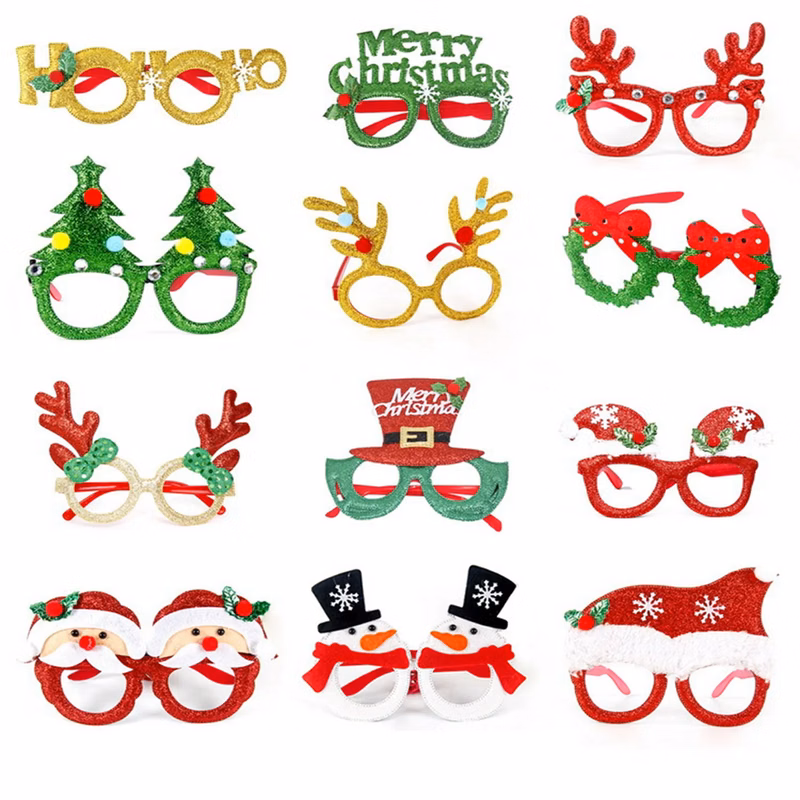 Christmas Party Glasses Glitter Frames