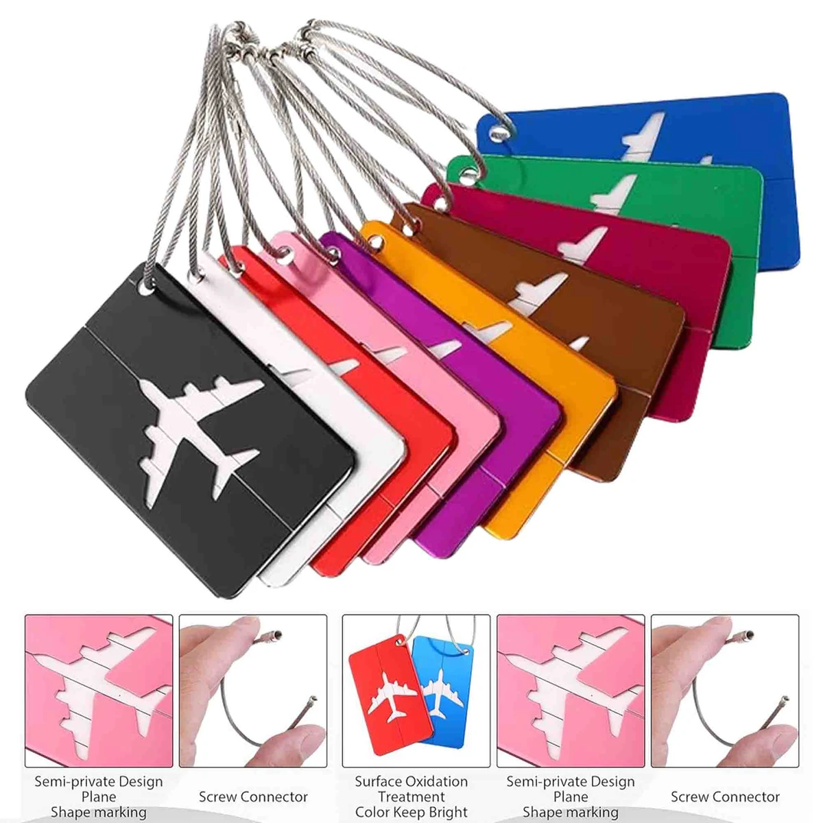 Stainless Steel Luggage Tag with Hide-In Address Card 1