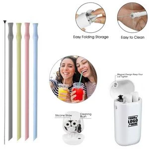 Foldable Silicone Straw With Case And Key Chain 1
