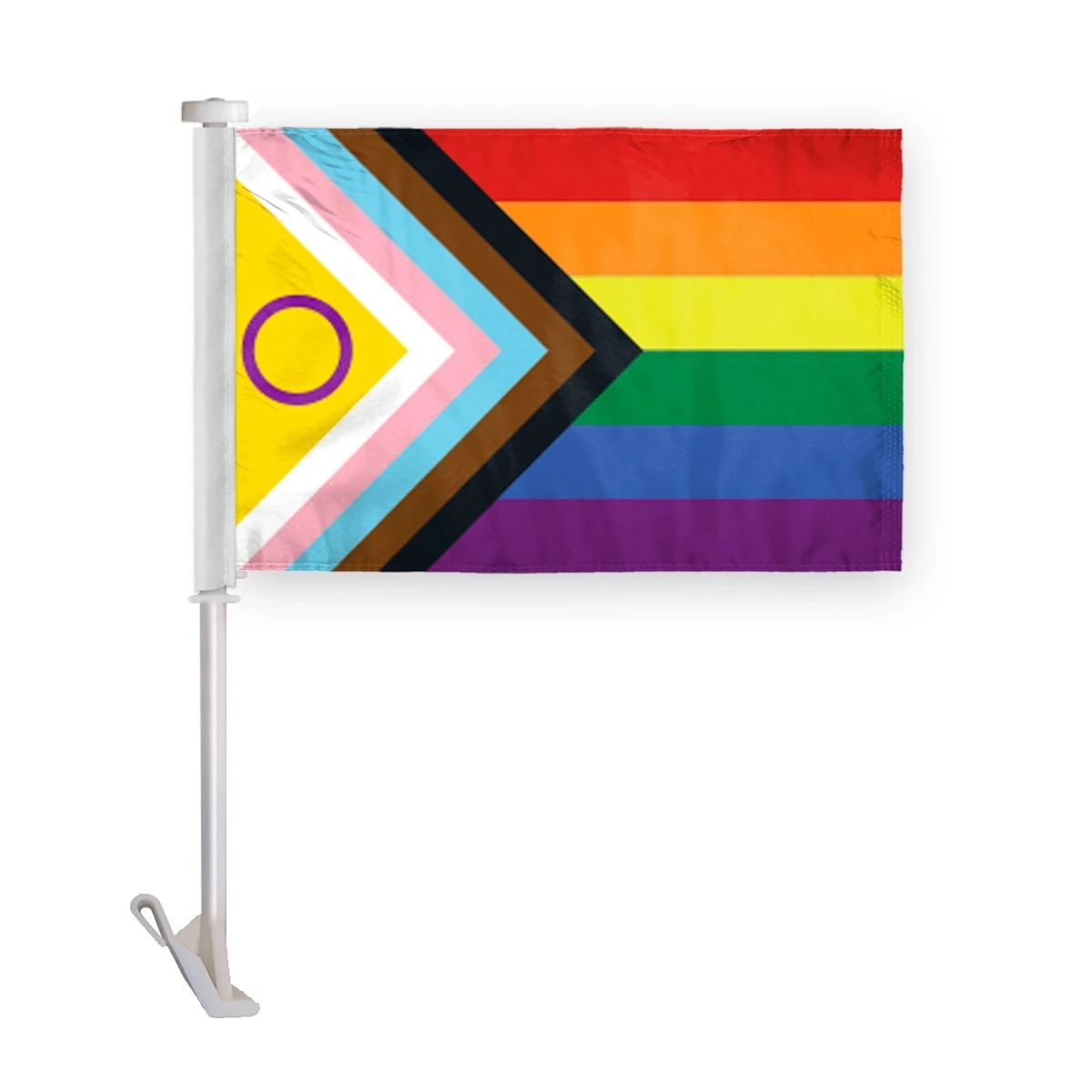 10.5" x 15" wPoly Intersex Progressive Pride Premium CarFlag 1