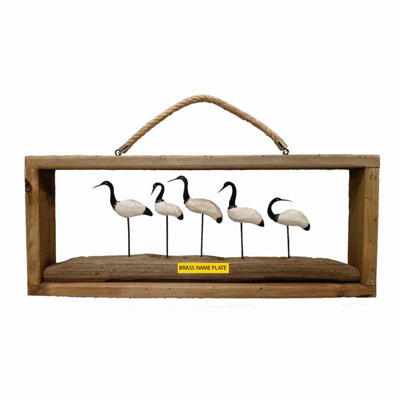 3D Wooden Flamingo in Antique wood wall frame