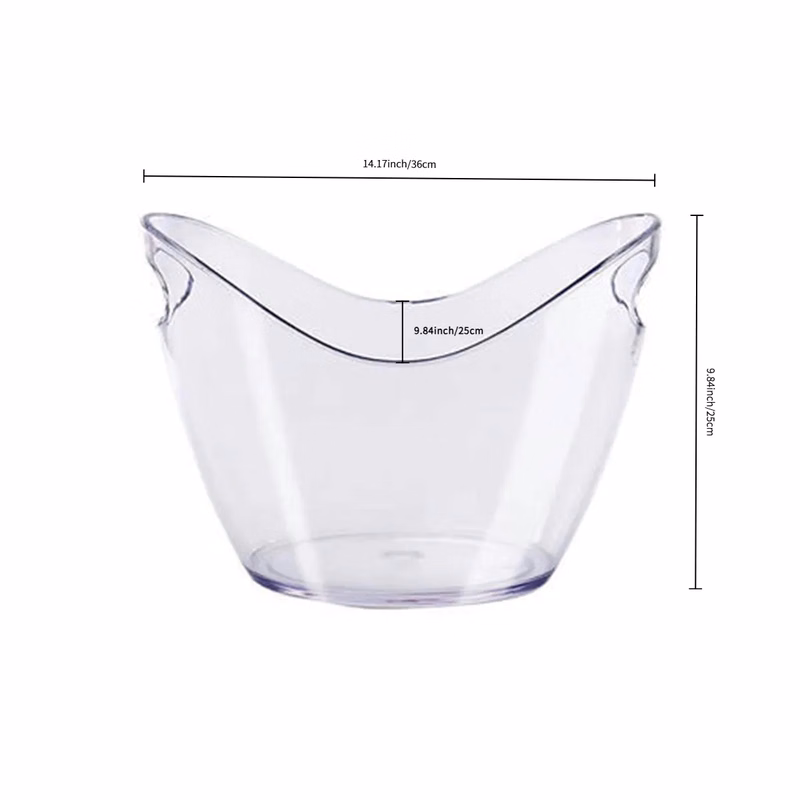 9L Clear Acrylic Ice Bucket with Handles