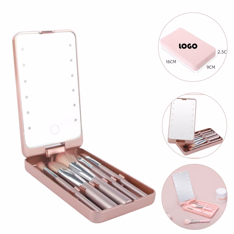 MOQ 5 pcs LED 360??Rotating Dressing Mirror With Makeup Brush