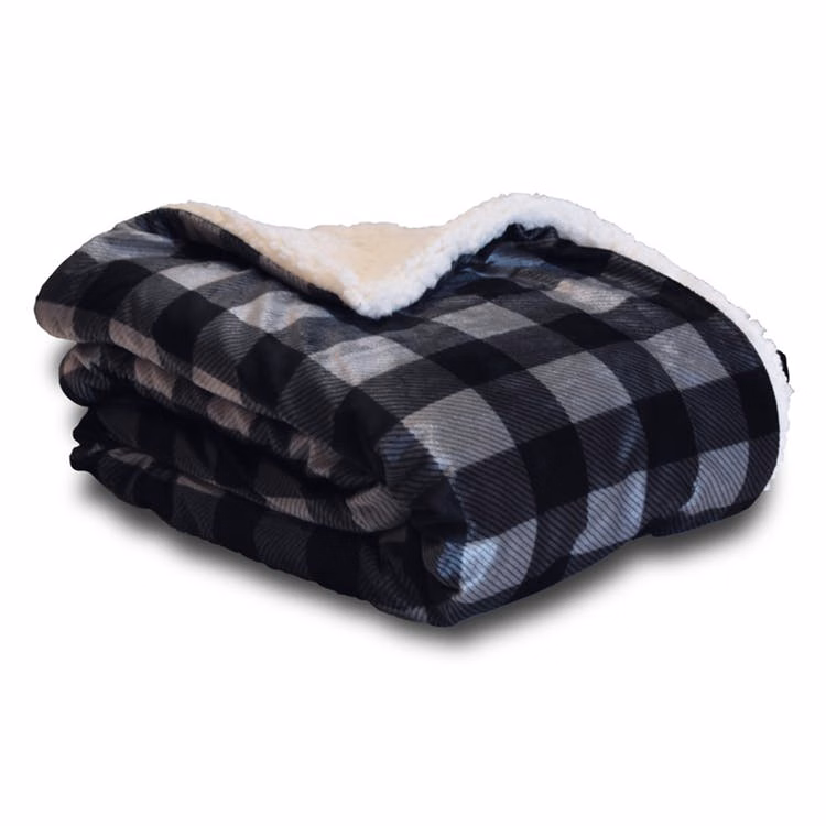 Micro Mink Sherpa Blankets - Gray Buffalo 50" x 60"