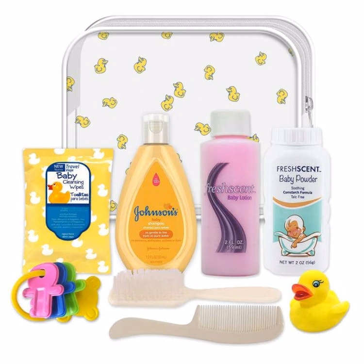 9pc Baby Travel Bags - Duck Print Bag Clear
