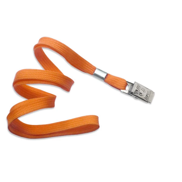 3/8" Blank Lanyard w/Bulldog Clip (Orange) 1