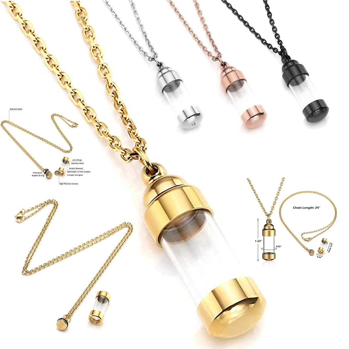 Acrylic Cylinder Urn Necklace 1