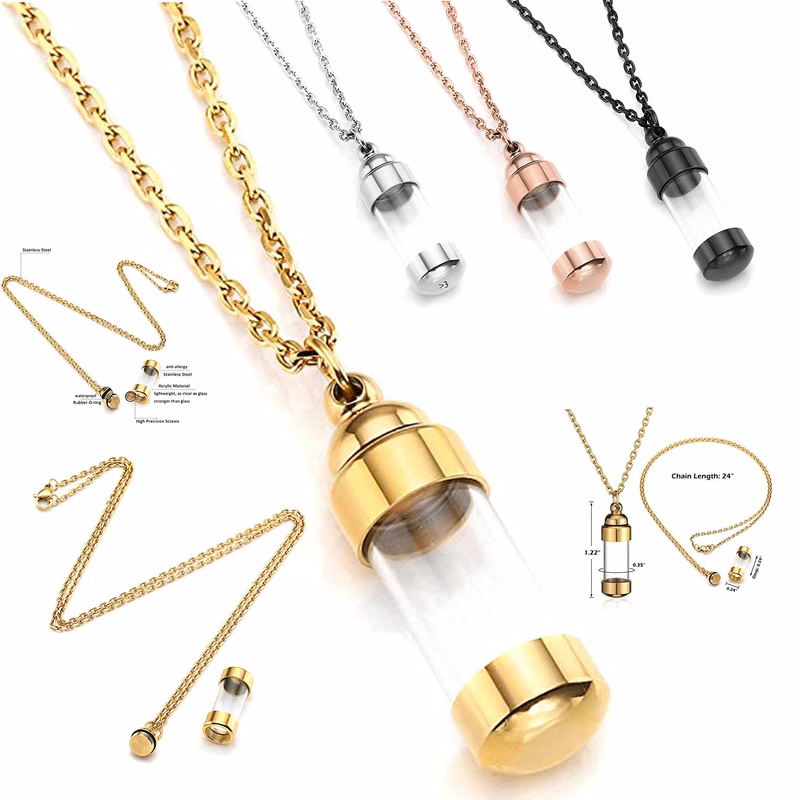 Acrylic Cylinder Urn Necklace