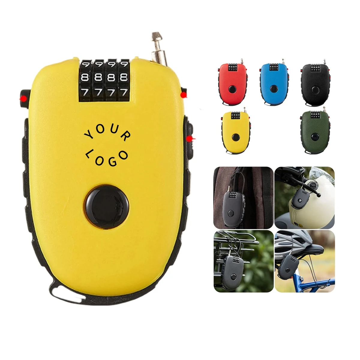 Helmet Lock with Retractable Steel Cable Travel Safe 1