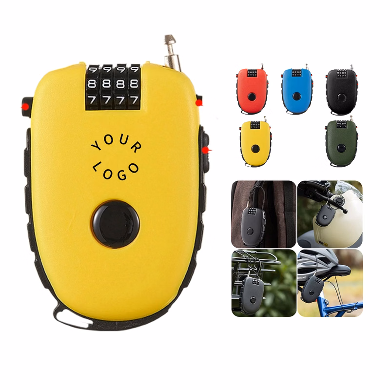 Helmet Lock with Retractable Steel Cable Travel Safe