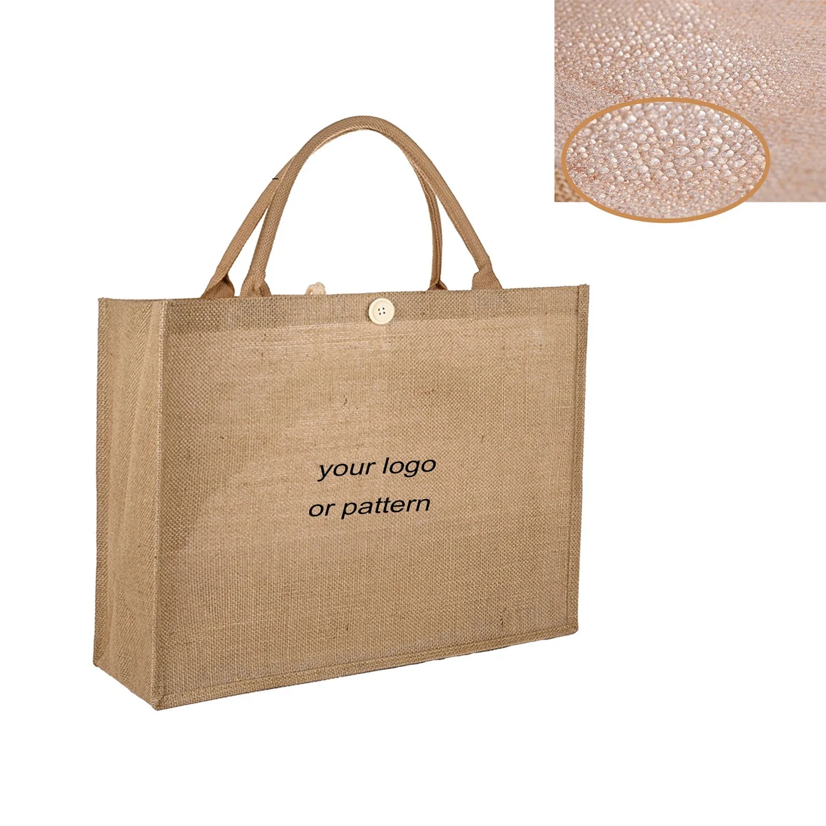 Market Jute Burlap Tote Bag, custom tote bag with logo imprint 1