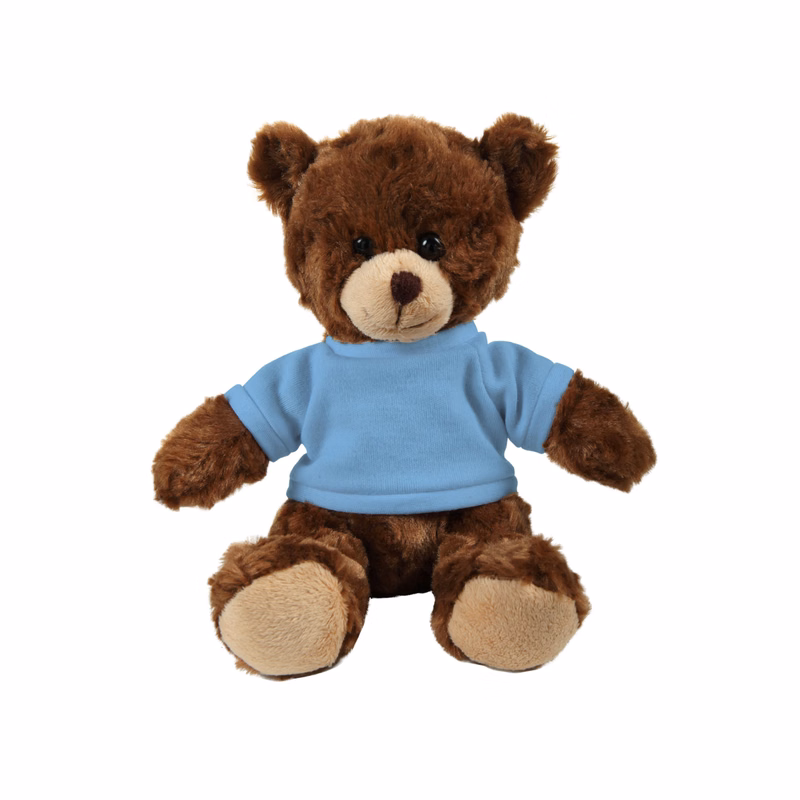 soft plush  Chocolate Curly Sitting Bear with t-shirt