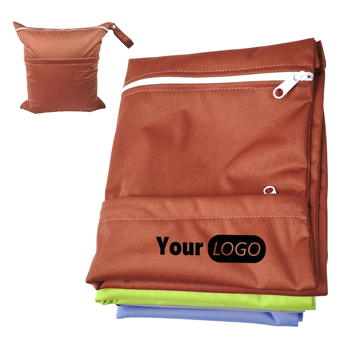 Other Fabric Solid Color Double Zipper Diaper Bag 1