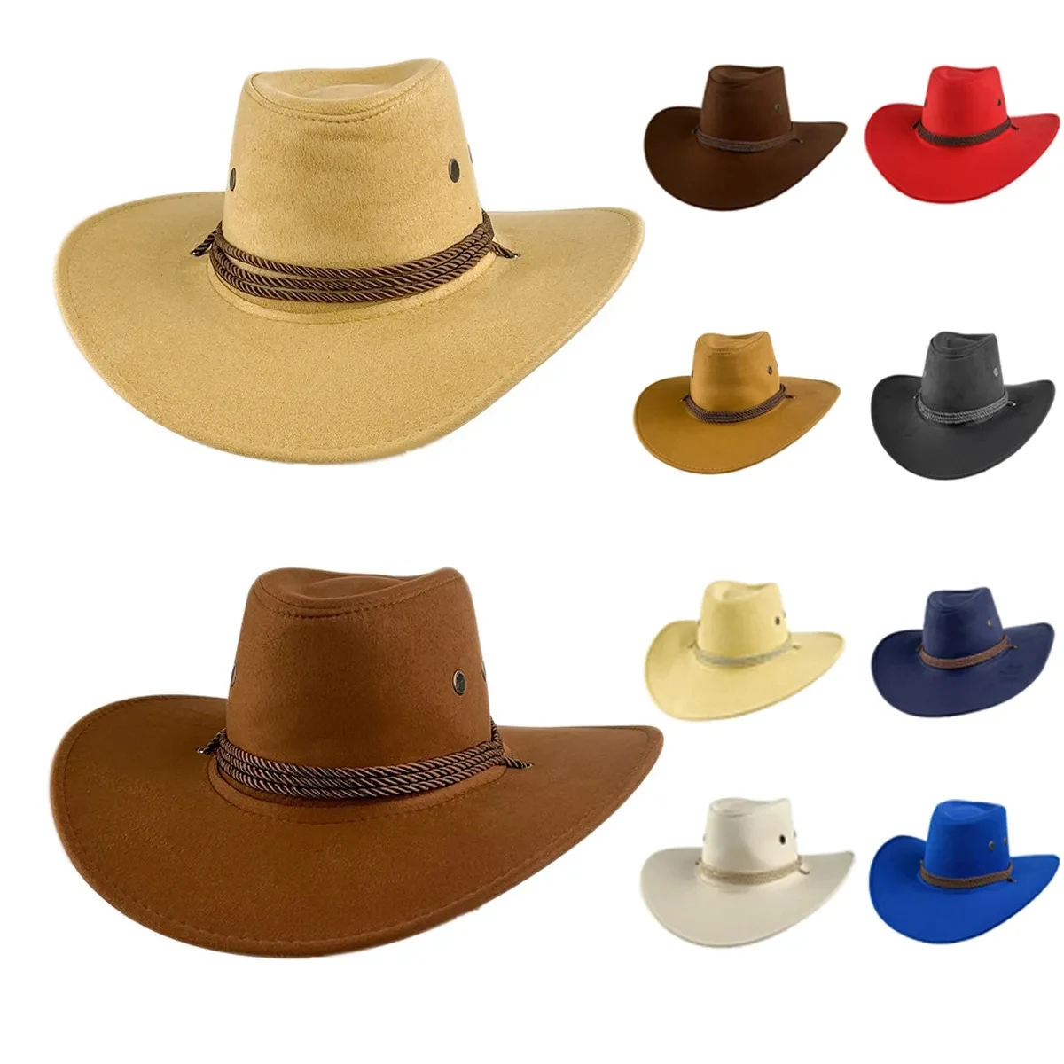 Fashion National Retro Drawstring Jazz Western cowboy hat 1