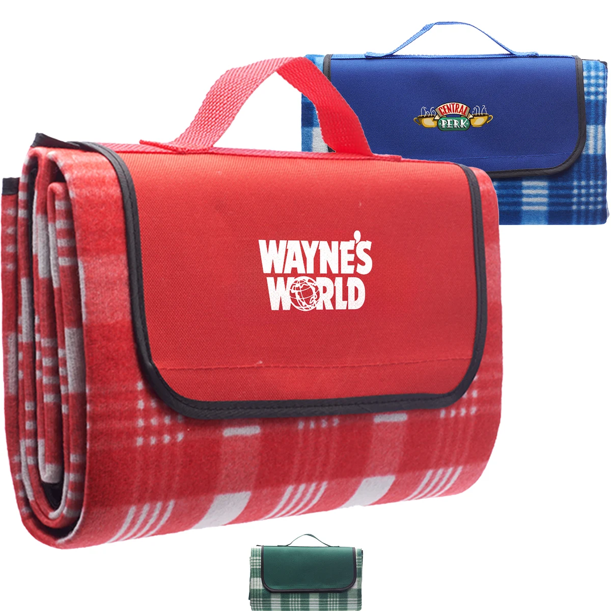Roll Up Picnic Blanket w/ Custom Logo Checkered Design 1