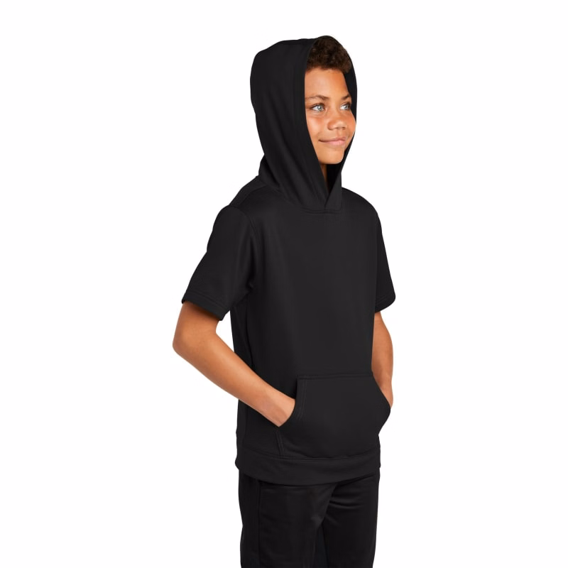 Sport-Tek Youth Sport-Wick Fleece Short Sleeve Hooded Pullover.