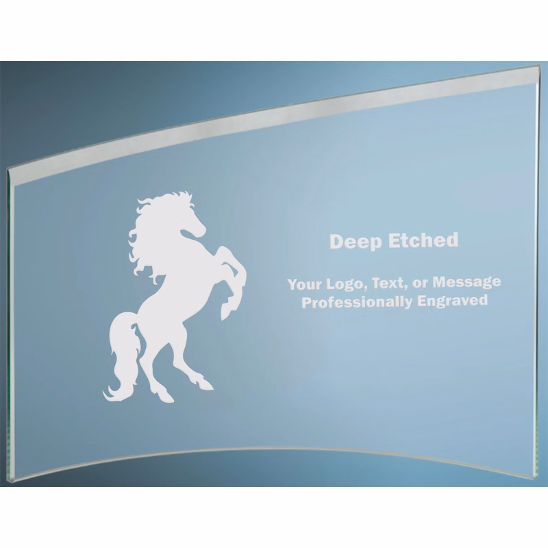 11" x 8 7/8" x 1/4" Jade Slanted Glass Crescent Award
