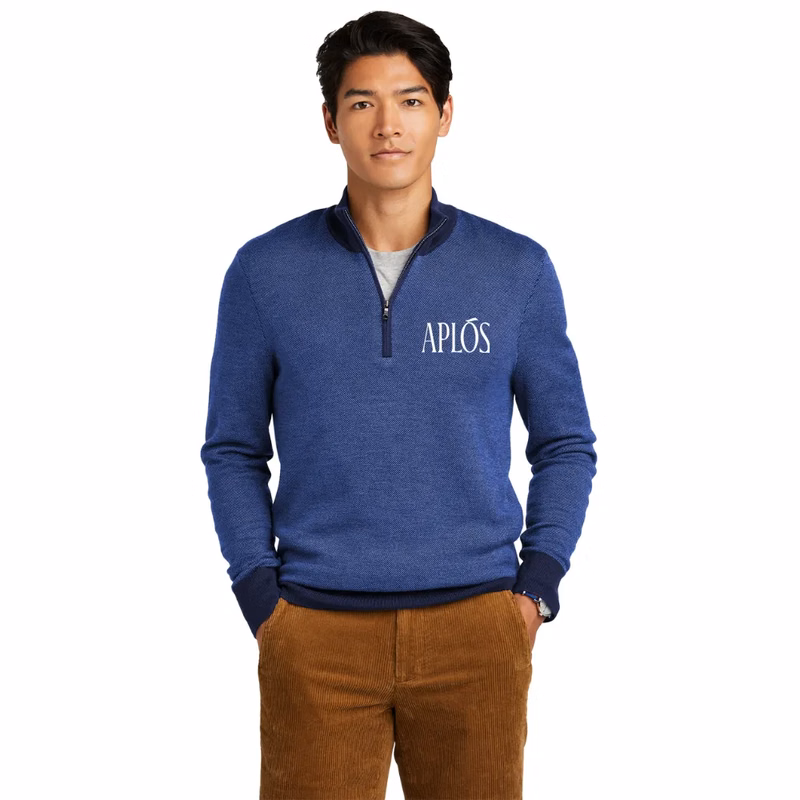Brooks Brothers (R) Washable Merino Birdseye 1/4-Zip Sweater