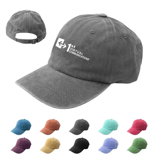 Custom Vintage Washed Cotton Baseball Cap With Ponytail Slot — Team Sports Promo Hat 1
