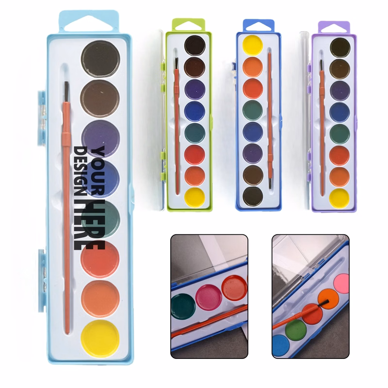 8-Color Solid Watercolor Paint Set For Kids