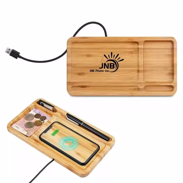 Wood Desk Docking Qi Wireless Charging Station