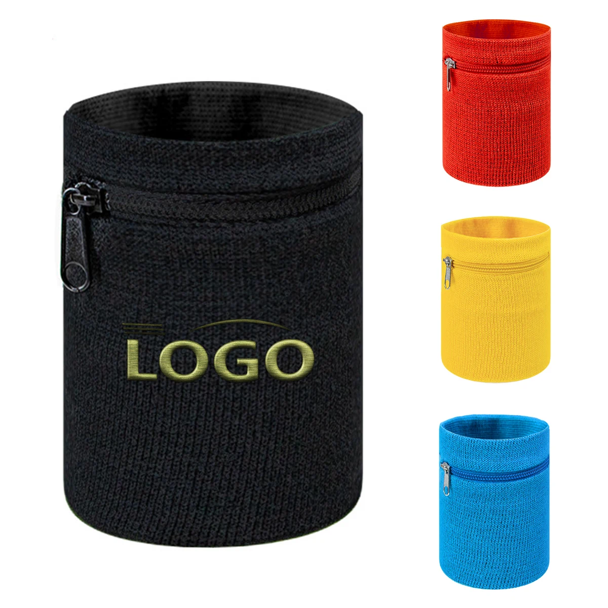 Cotton Sports Wristband with Zipper Pocket 1