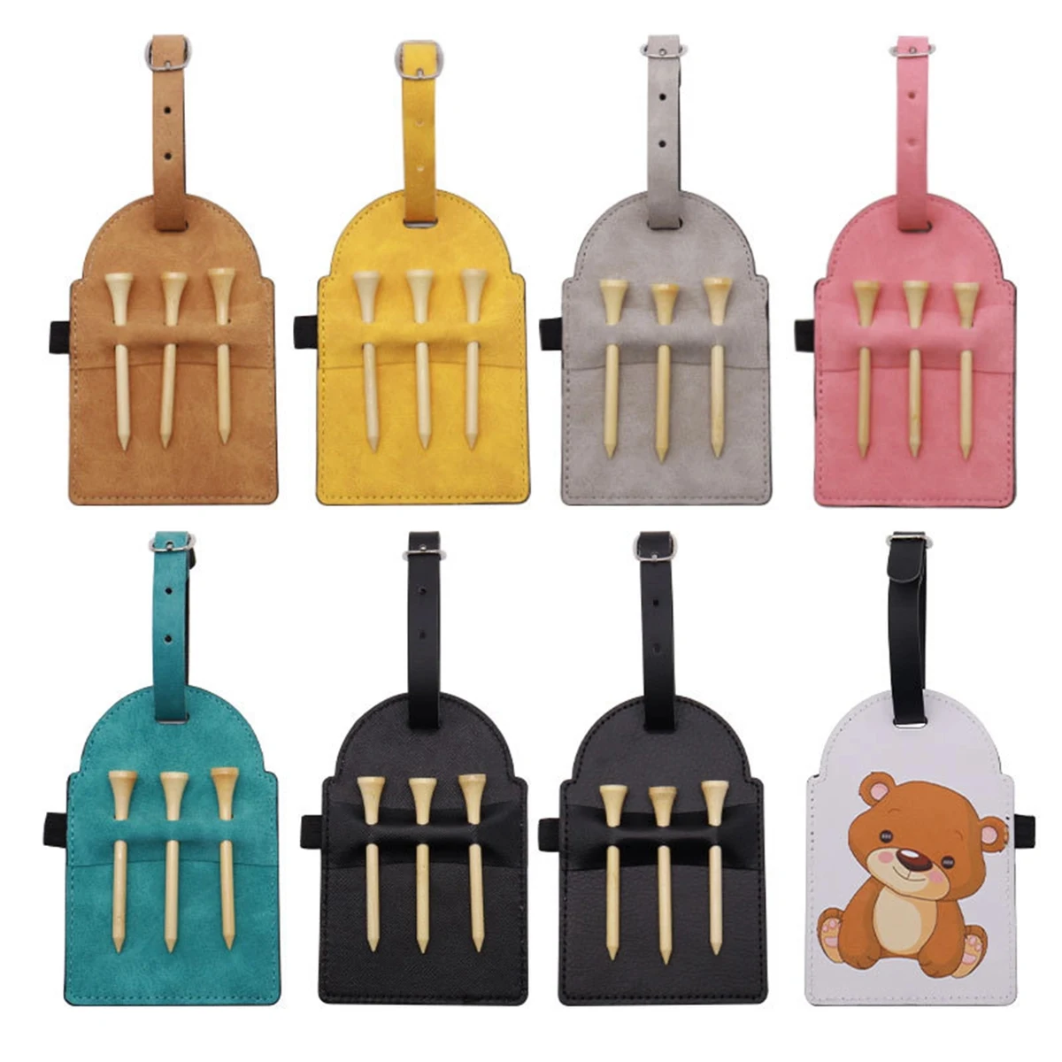 PU Leather Golf Tee Holder Storage Bag 1