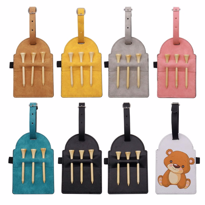 PU Leather Golf Tee Holder Storage Bag