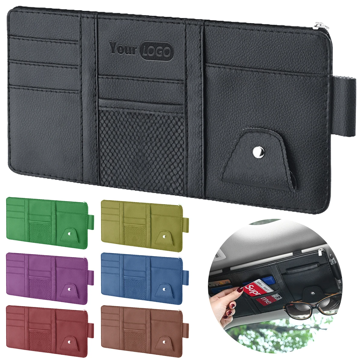Pu Multi Functional Car Sunshade Storage Card Bag 1