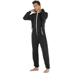 Men'S Hooded Jumpsuit Zip Up One Piece Pajamas 1