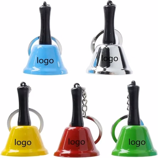 Custom 2.36 Inch Metal Hand Bell with Keychain Attachment — Multi-Use Promo Item