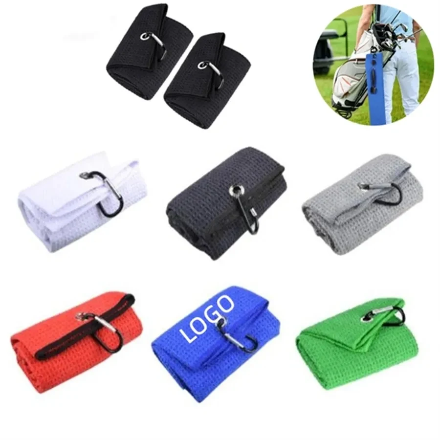 Premium Microfiber Fabric Golf Towel With Carabiner Clip 1