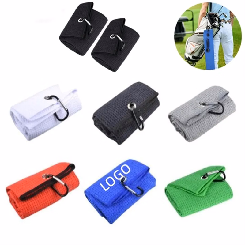 Premium Microfiber Fabric Golf Towel With Carabiner Clip