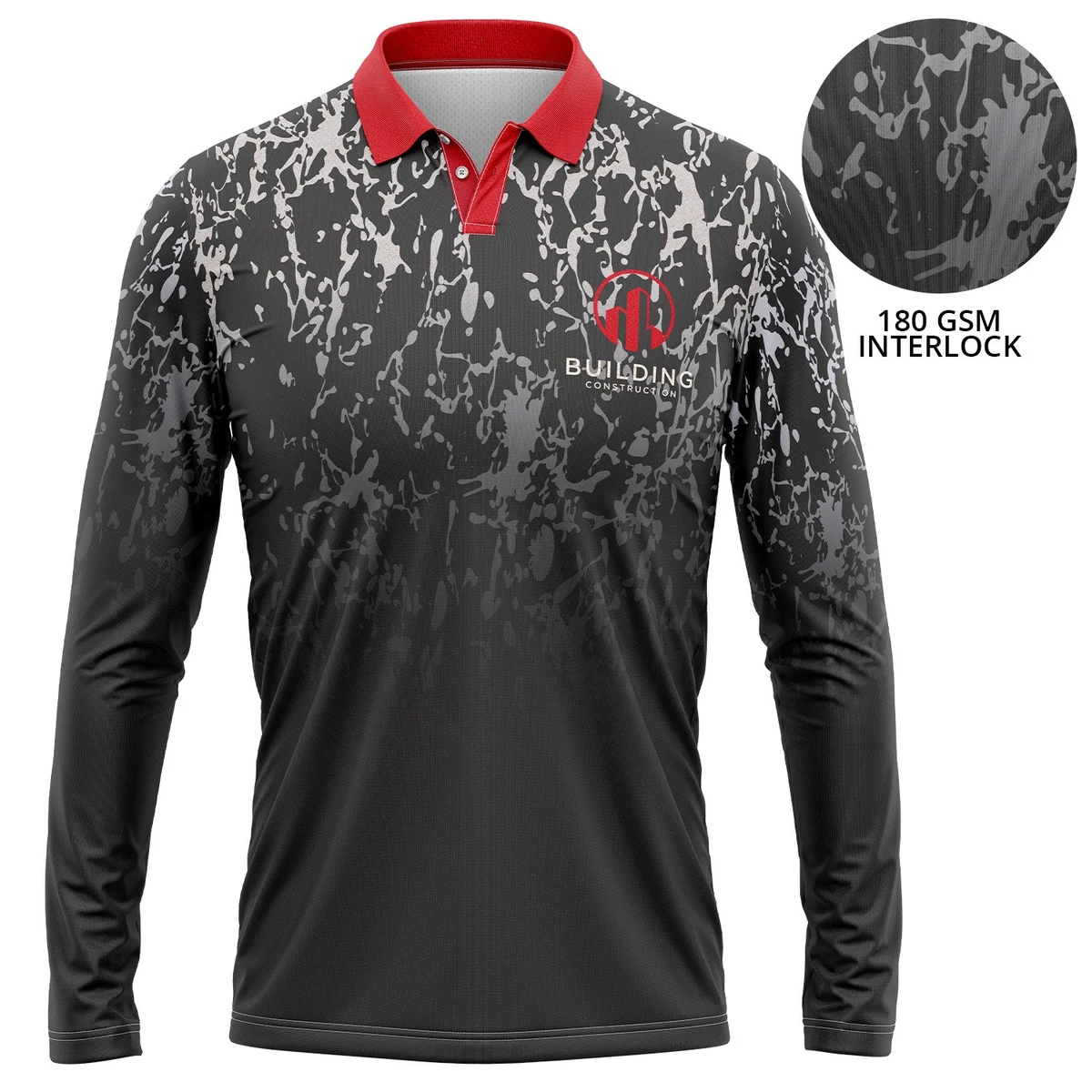 Unisex 180 GSM Poly Interlock Sublimation Long Sleeve Polo Shirts 1