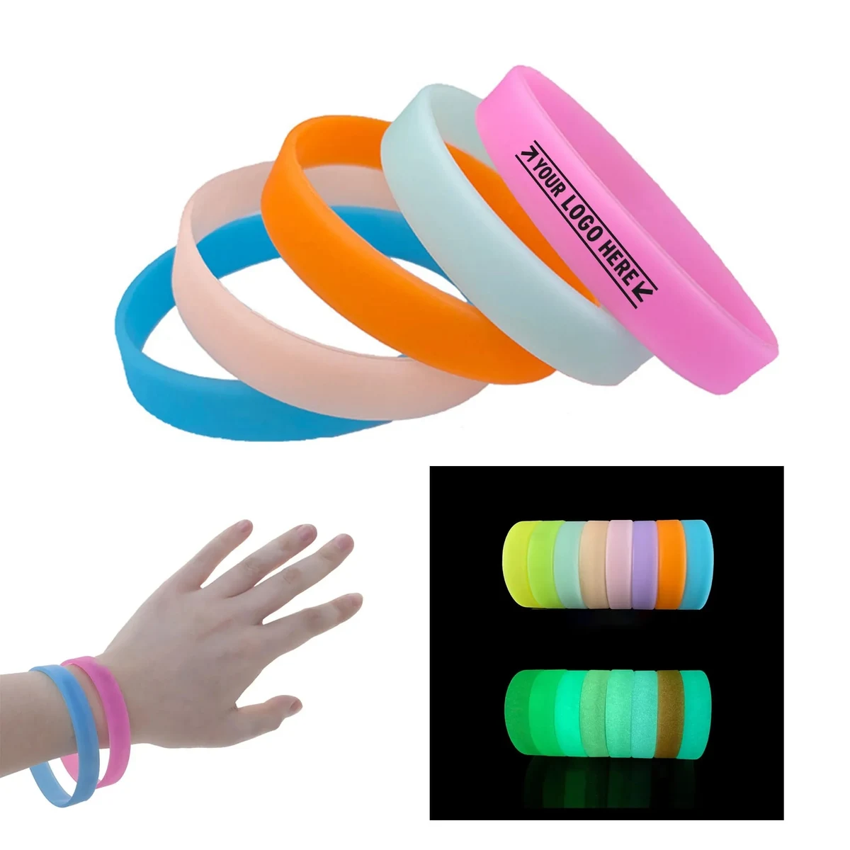 Glow in the Dark Silicone Wristbands w/ Custom Imprint 1