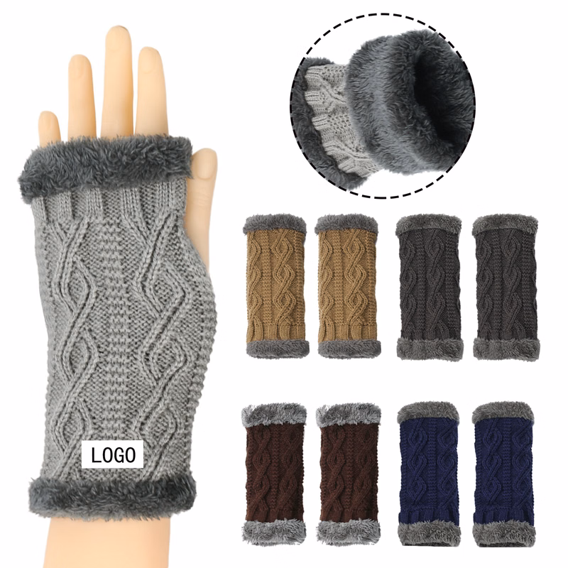 Bare Finger Knitted Thick Wrist Gloves