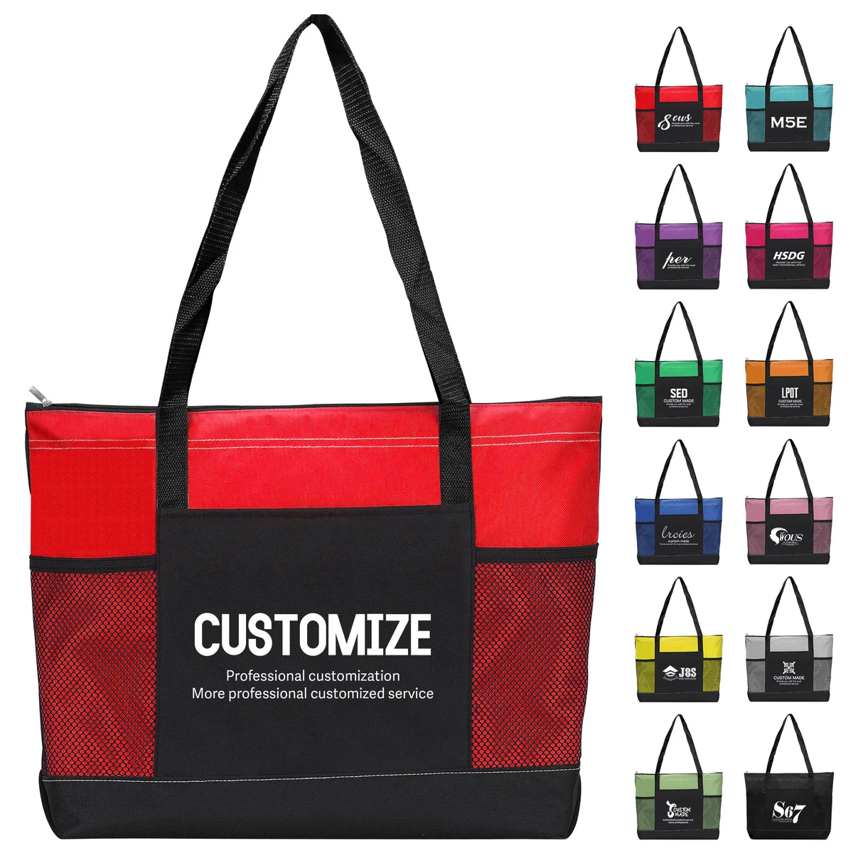 600D Oxford Tote Bag with Mesh Pocket 1