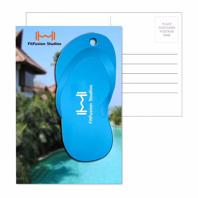 Post Card With Full-Color Blue Flip Flop Luggage Tag