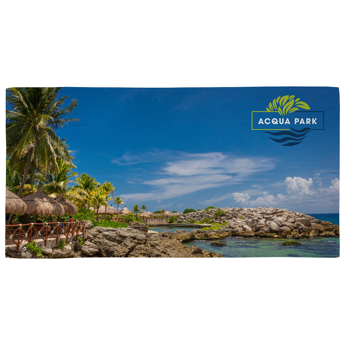 Seaside Full-Color 30" x 60" Waffle Microfiber Beach Towel 1