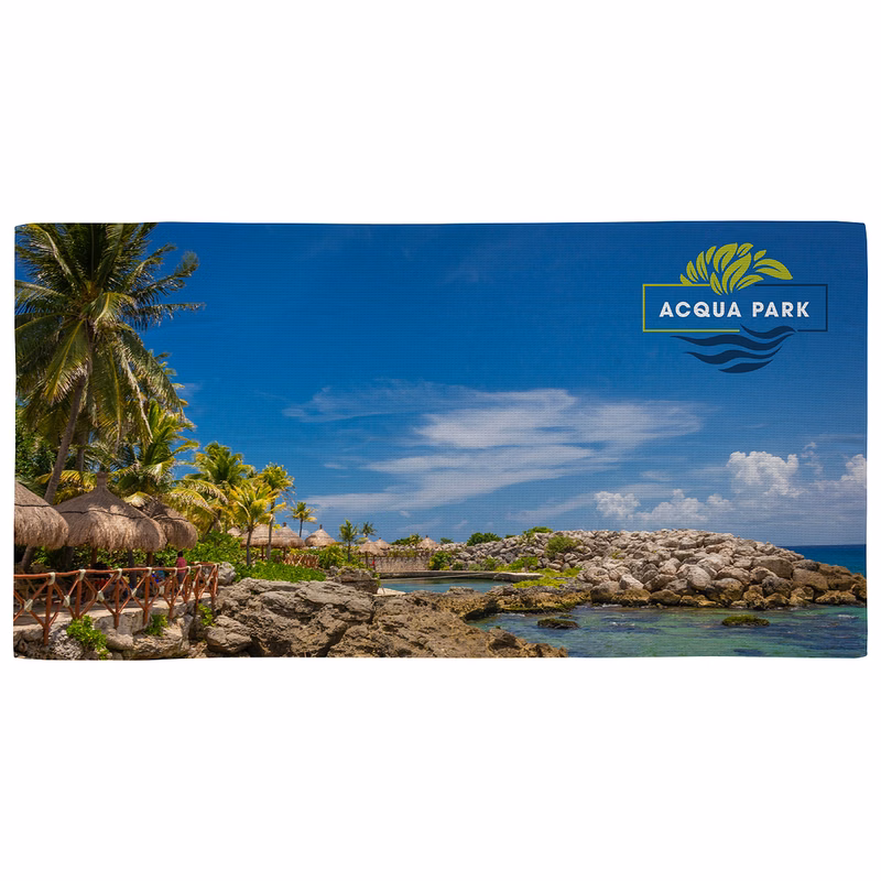 Seaside Full-Color 30" x 60" Waffle Microfiber Beach Towel
