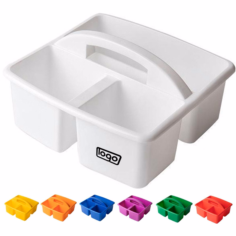 3 Compartment Plastic Storage Caddy with Handle