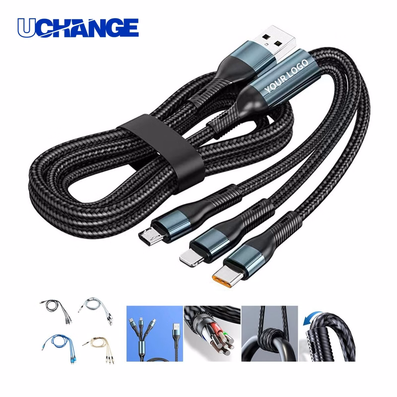 Nylon Three In One Data Charging Cable