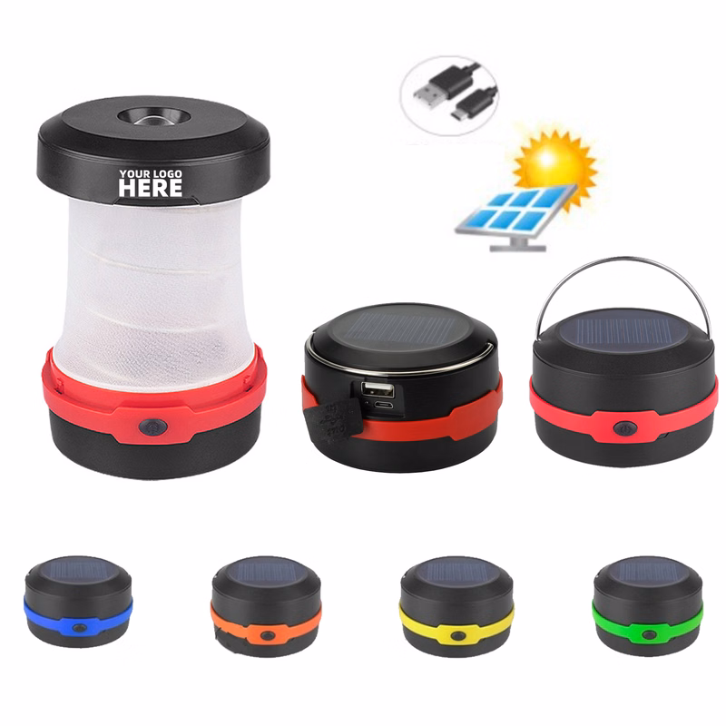 Retractable Solar Panel LED Camping Lamp