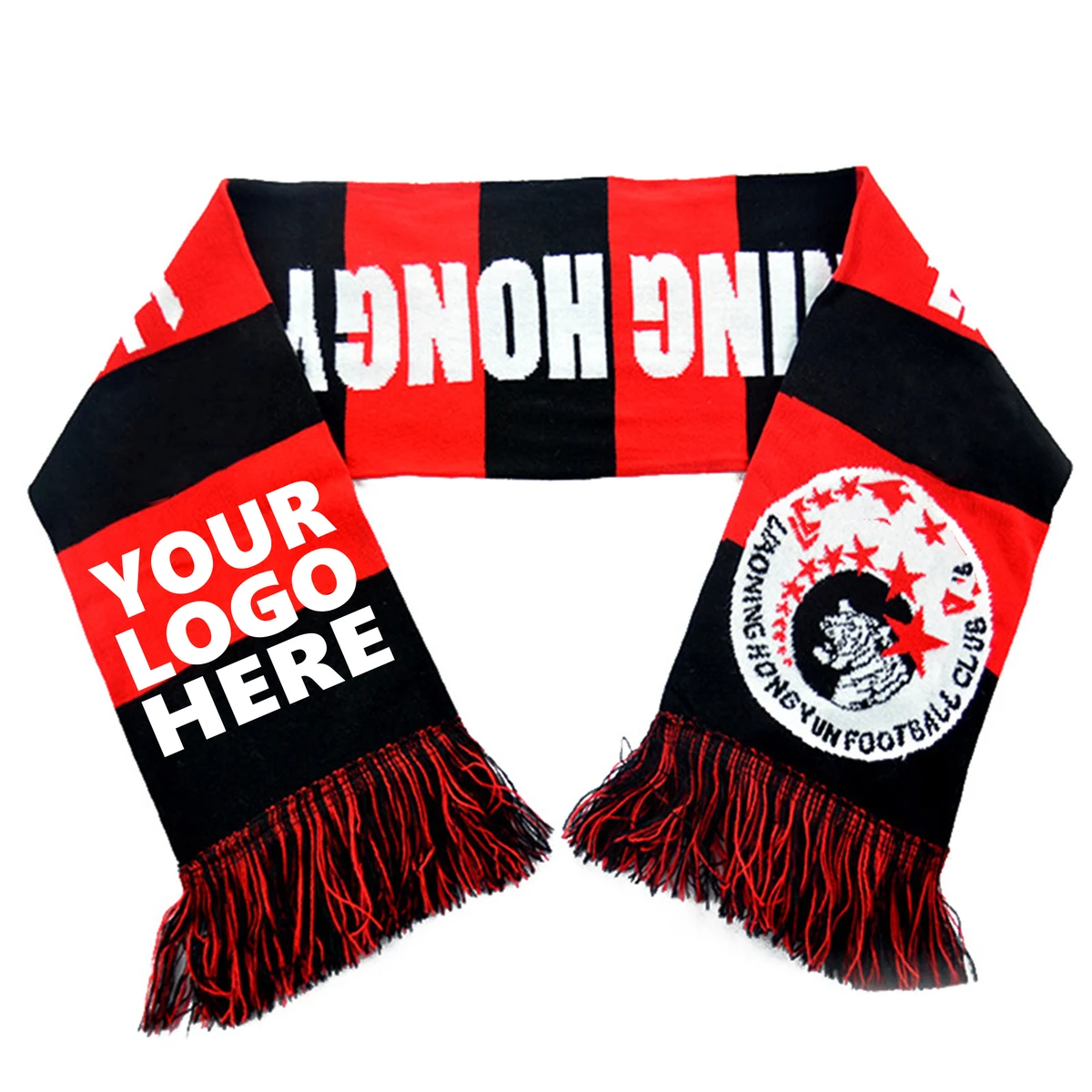 Jacquard Fringe Scarf with Stripes 1