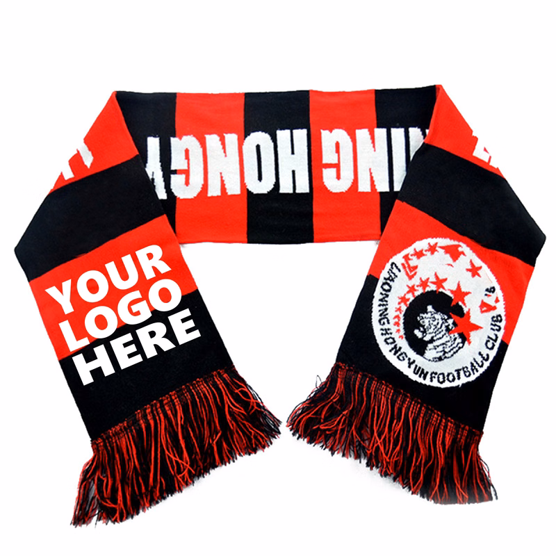 Jacquard Fringe Scarf with Stripes