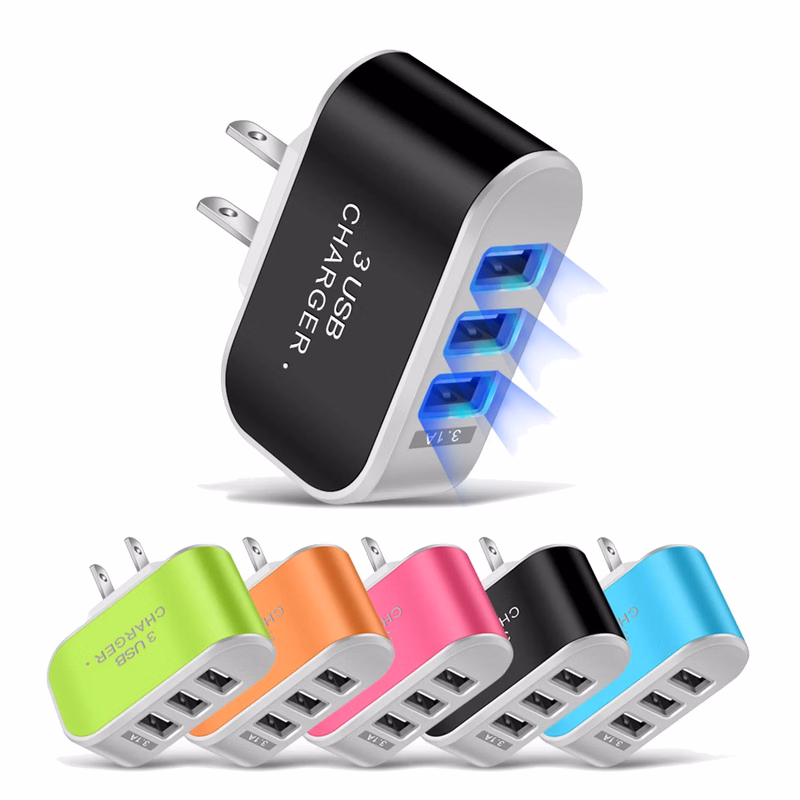 Glow Portable 3 Port USB Charger Cube Plug