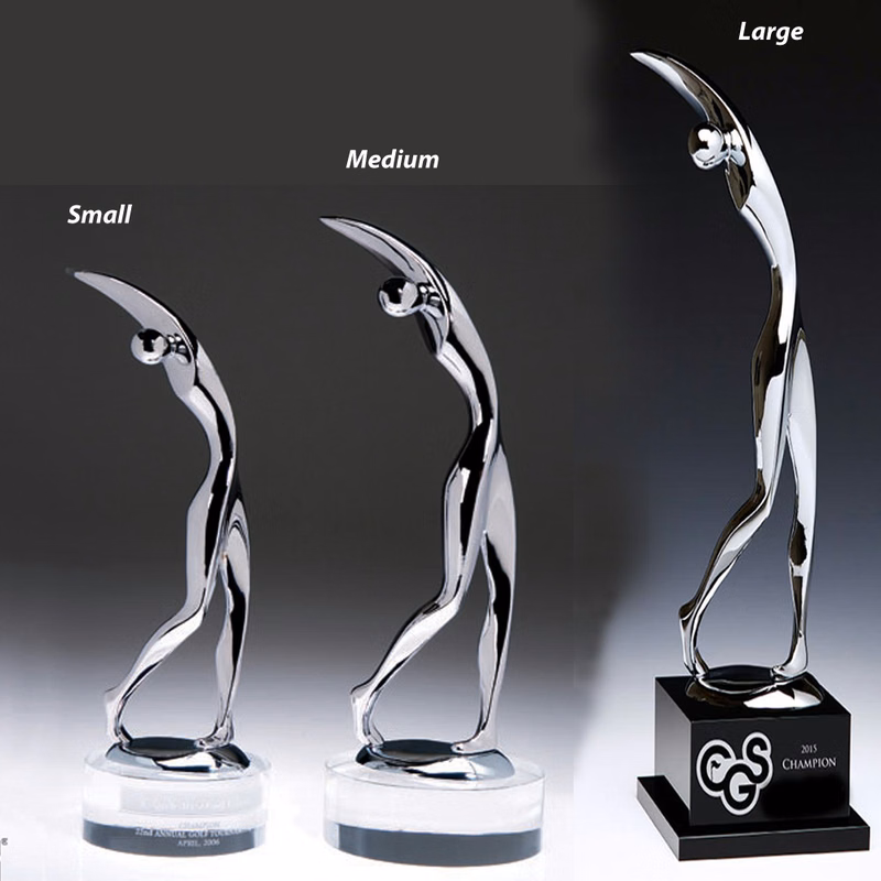 Fantastic Metal Golfer Trophy with Crystal Base-Large