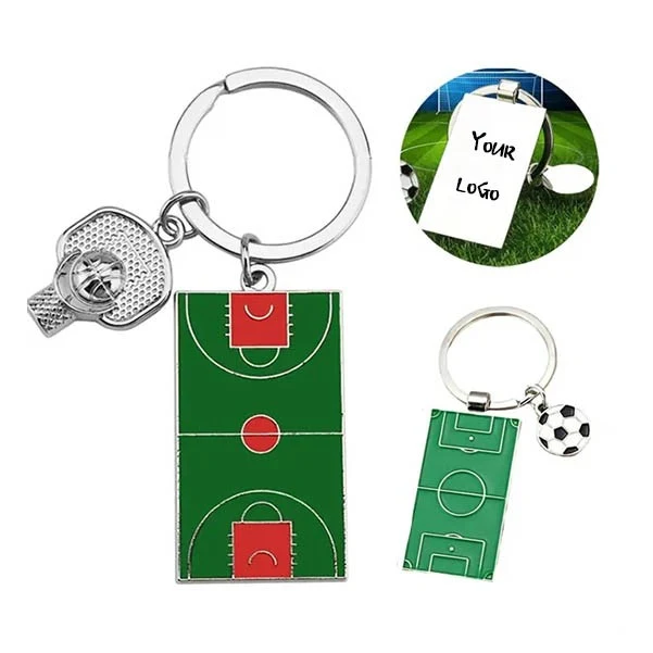 Football Field Soccer Metal Keychain Sports Key Ring 1