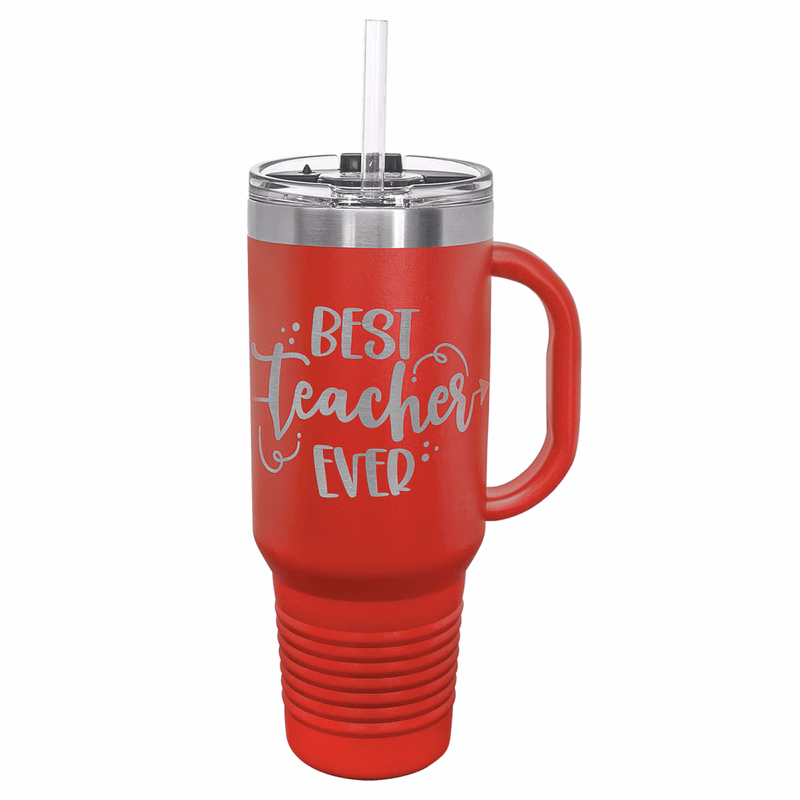 Polar Camel 40 oz. Red Travel Mug with Handle, Straw Included