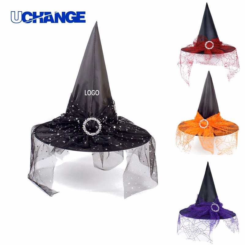 Mesh Lace Witch Hat Costume Headwear